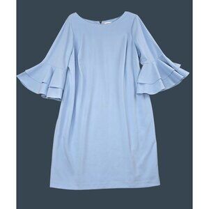 Calvin Klein Womens Blue Ruffle Sleeve Dress 20W Polyester